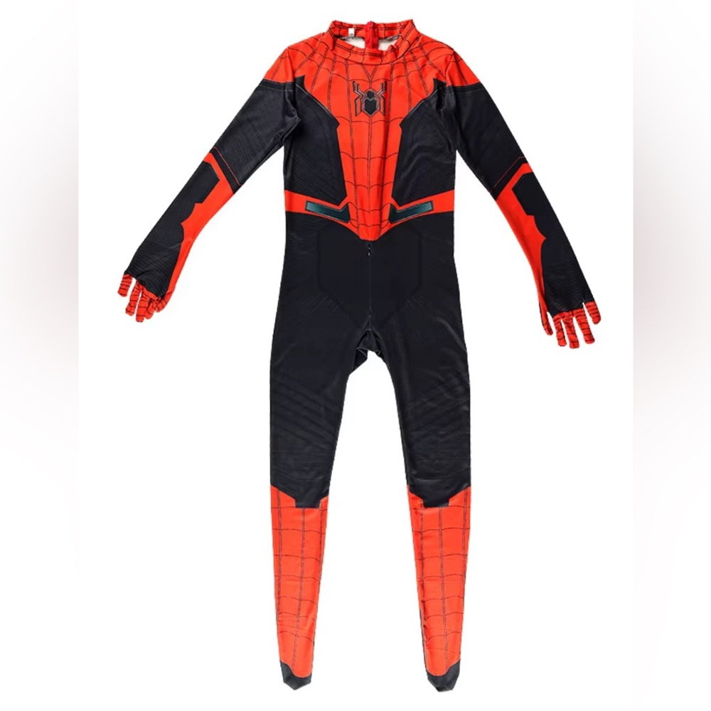 Red and Black Superhero Costume with Web Pattern
